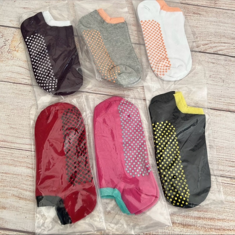 Women’s 6 pairs Anti Slip Non Skid Slipper Multicolor socks with grips One size - Picture 3 of 8